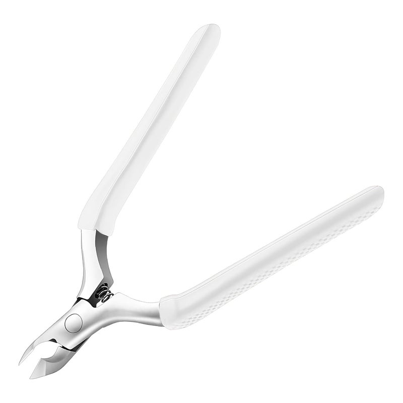 CGBE Cuticle Trimmer, Professional Cuticle Nippers Remover Tools, Non-slip Silicone Handle Cuticle Cutter Remover, Pedicure Manicure Tools for Fingernails and Toenails (White) - Image 1